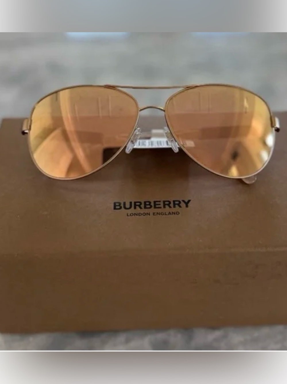 Burberry Brown and Tan Branded Sunglasses Case with Card